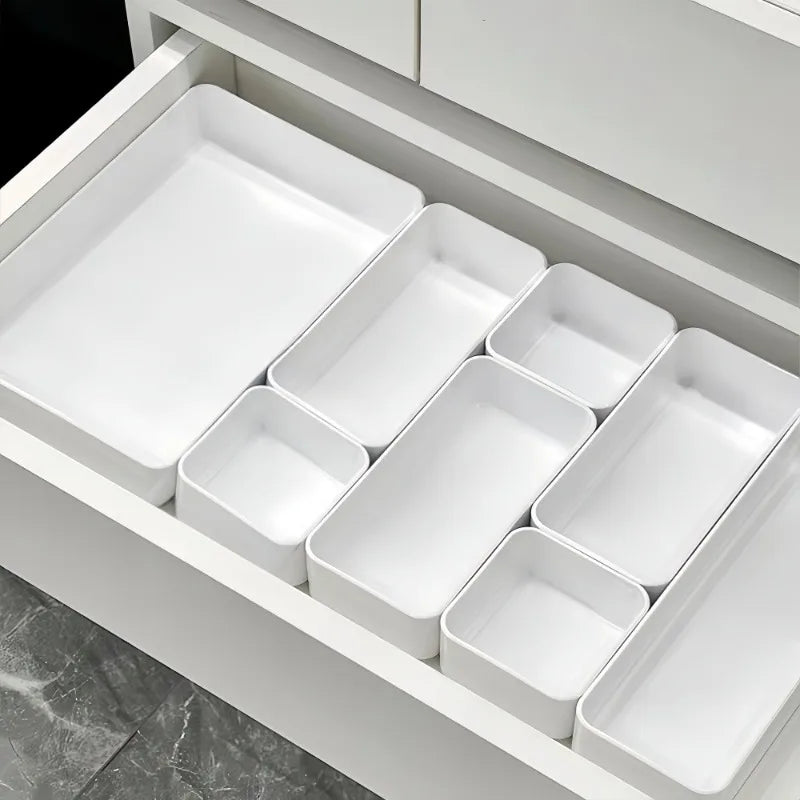 Desk Organizer Storage Box Set – Stackable Plastic Drawer Organizers (Multi-Pack)