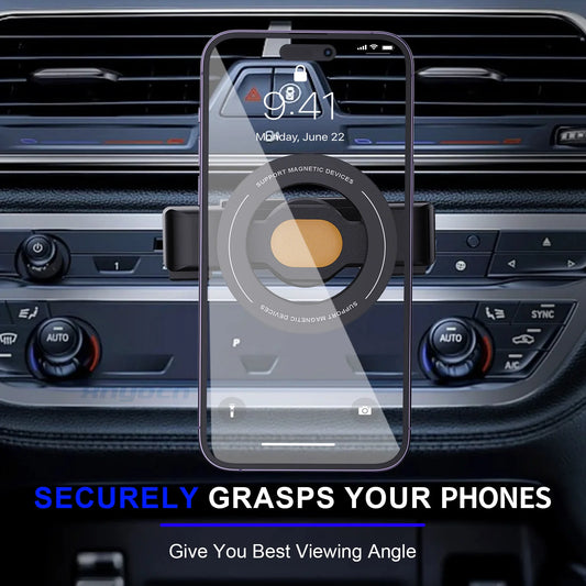 Magnetic Car Phone Mount – CD Slot Holder with 6 Strong Magnets, Adjustable & Foldable