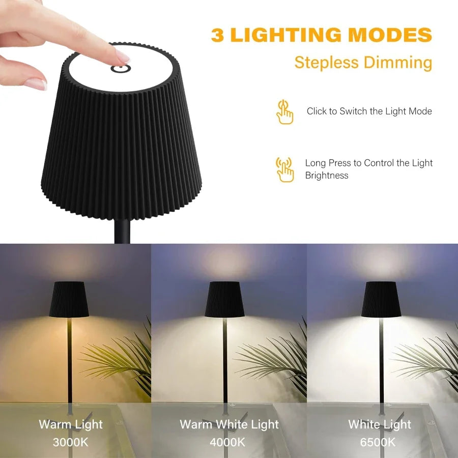 Rechargeable LED Desk Lamp – Touch Control, 3-Color Dimmable, Cordless Table Light