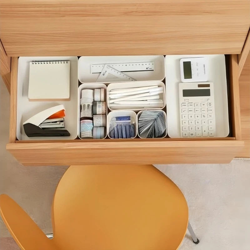 Desk Organizer Storage Box Set – Stackable Plastic Drawer Organizers (Multi-Pack)