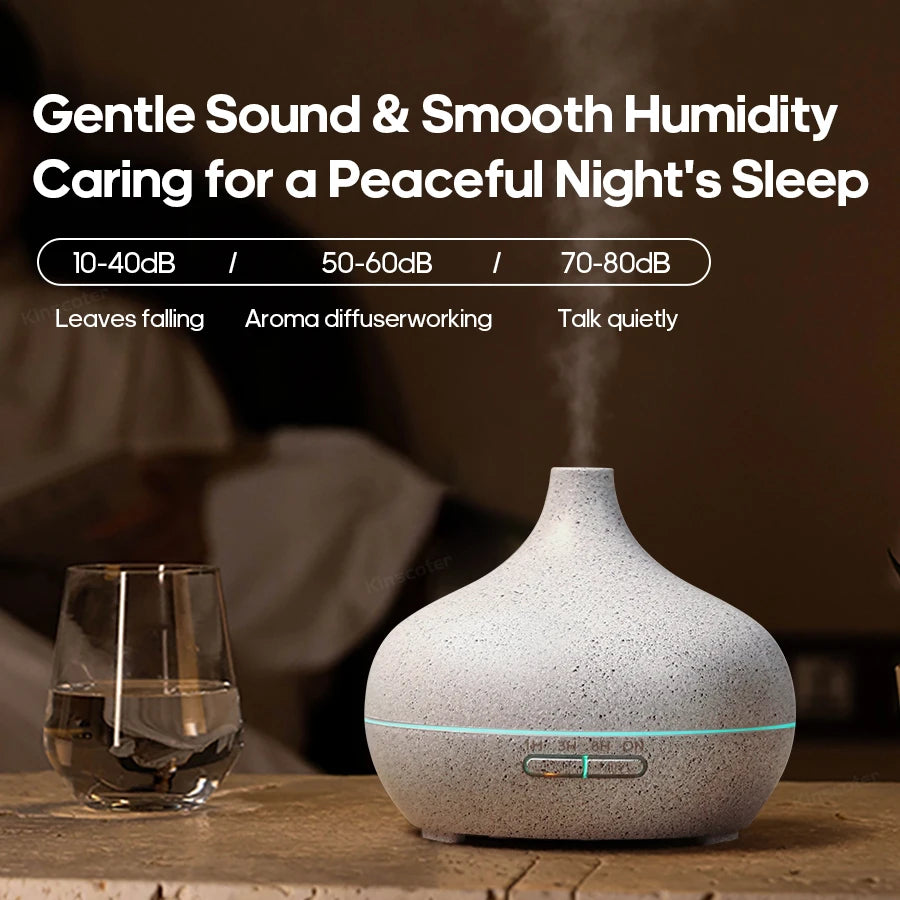 Wood Grain Aroma Diffuser – USB Cool Mist Humidifier with LED Light