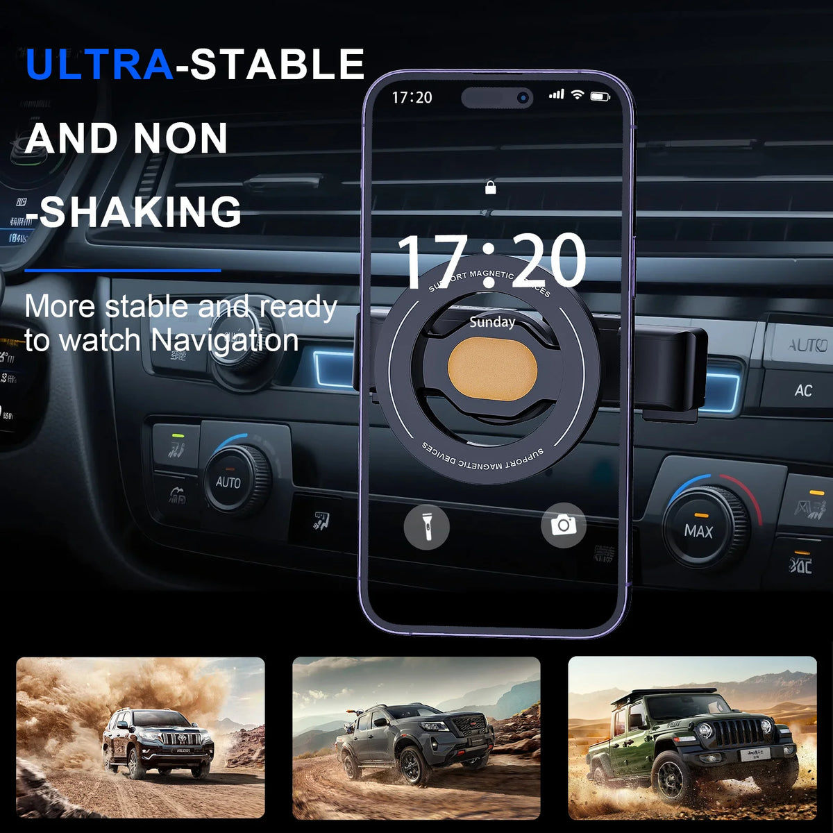 Magnetic Car Phone Mount – CD Slot Holder with 6 Strong Magnets, Adjustable & Foldable