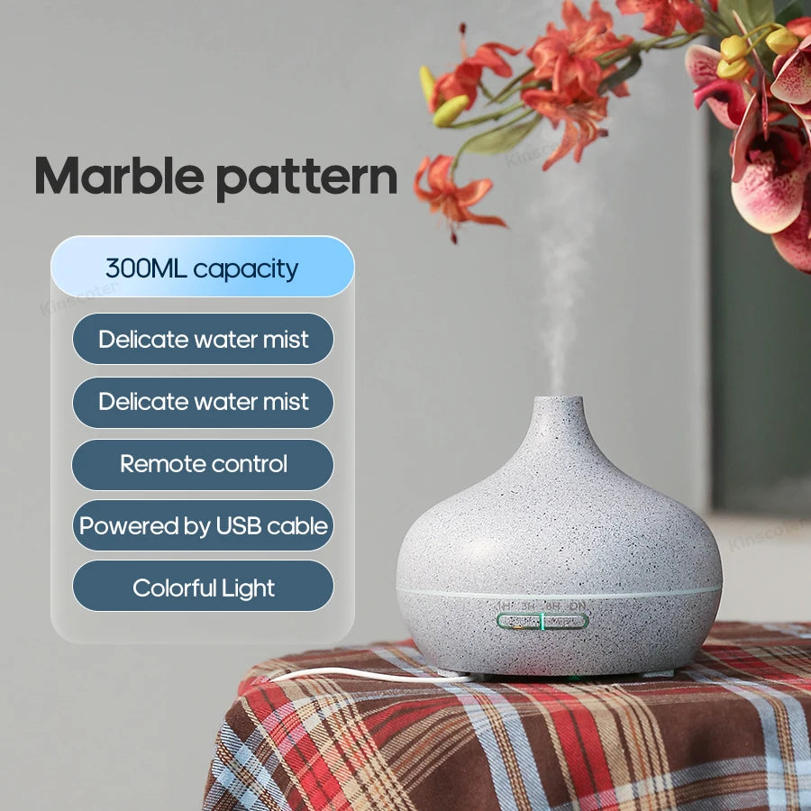 Wood Grain Aroma Diffuser – USB Cool Mist Humidifier with LED Light