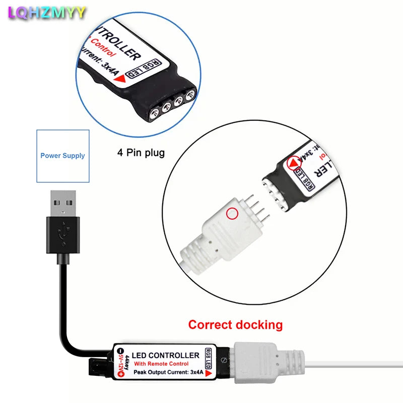RGB COB LED Strip Lights – 5V USB Powered, 24-Key IR Remote, Color-Changing (1m–5m)