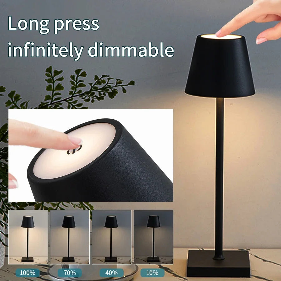 Rechargeable LED Desk Lamp – Touch Control, 3-Color Dimmable, Cordless Table Light