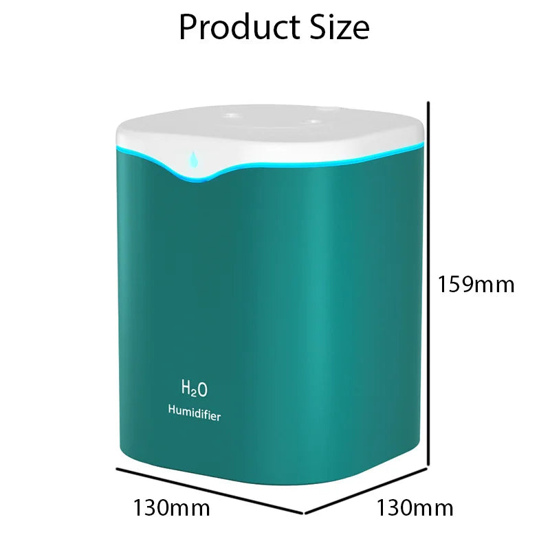 2L Ultrasonic Cool Mist Humidifier – USB, Double Spray, Essential Oil Aromatherapy