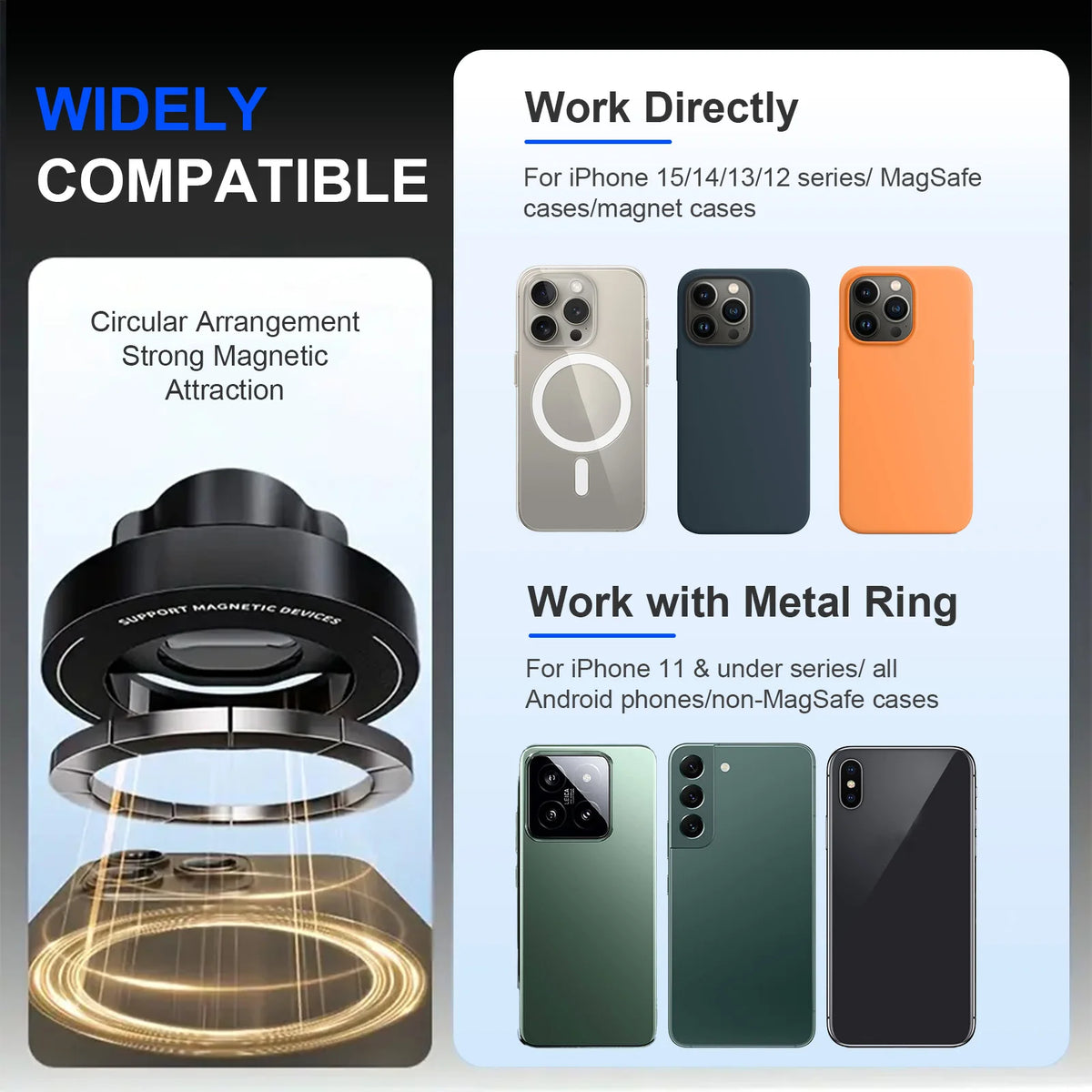 Magnetic Car Phone Mount – CD Slot Holder with 6 Strong Magnets, Adjustable & Foldable